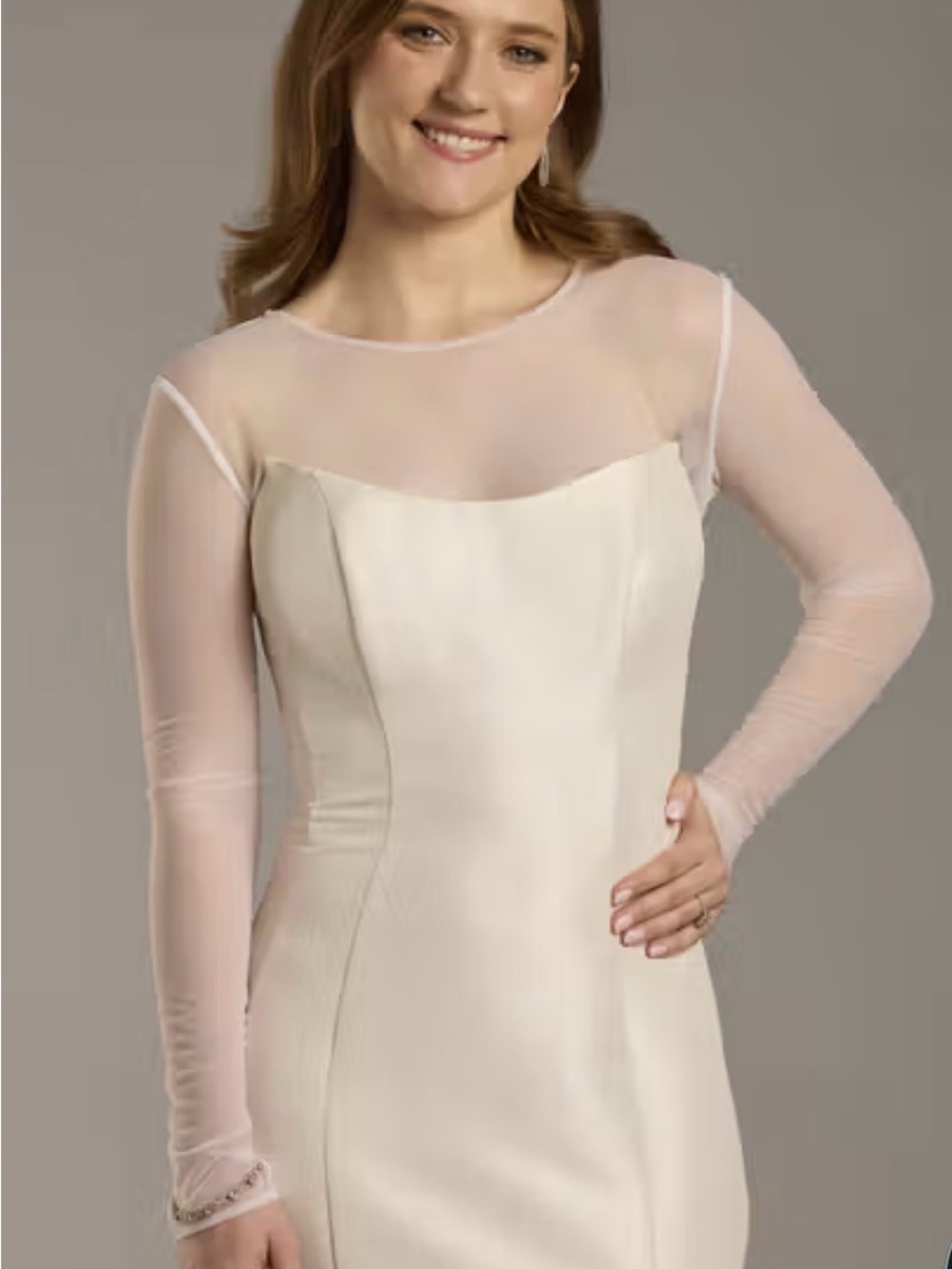 David’s Bridal long-sleeve tulle wedding dress topper